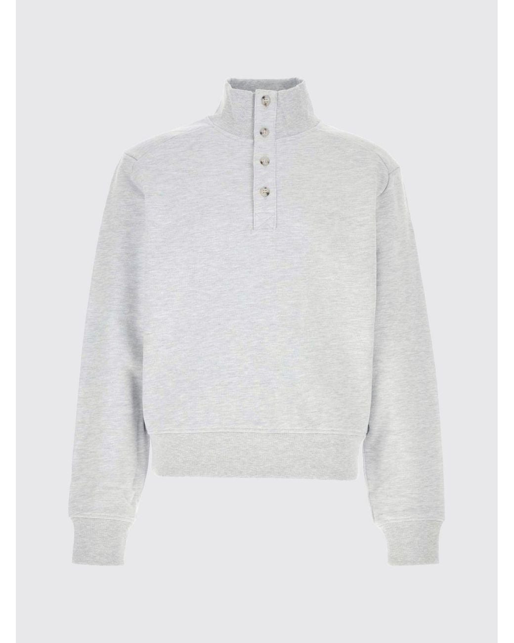 Entire studios Gray Crewneck Cotton Sweatshirt With Partial Buttoning for men