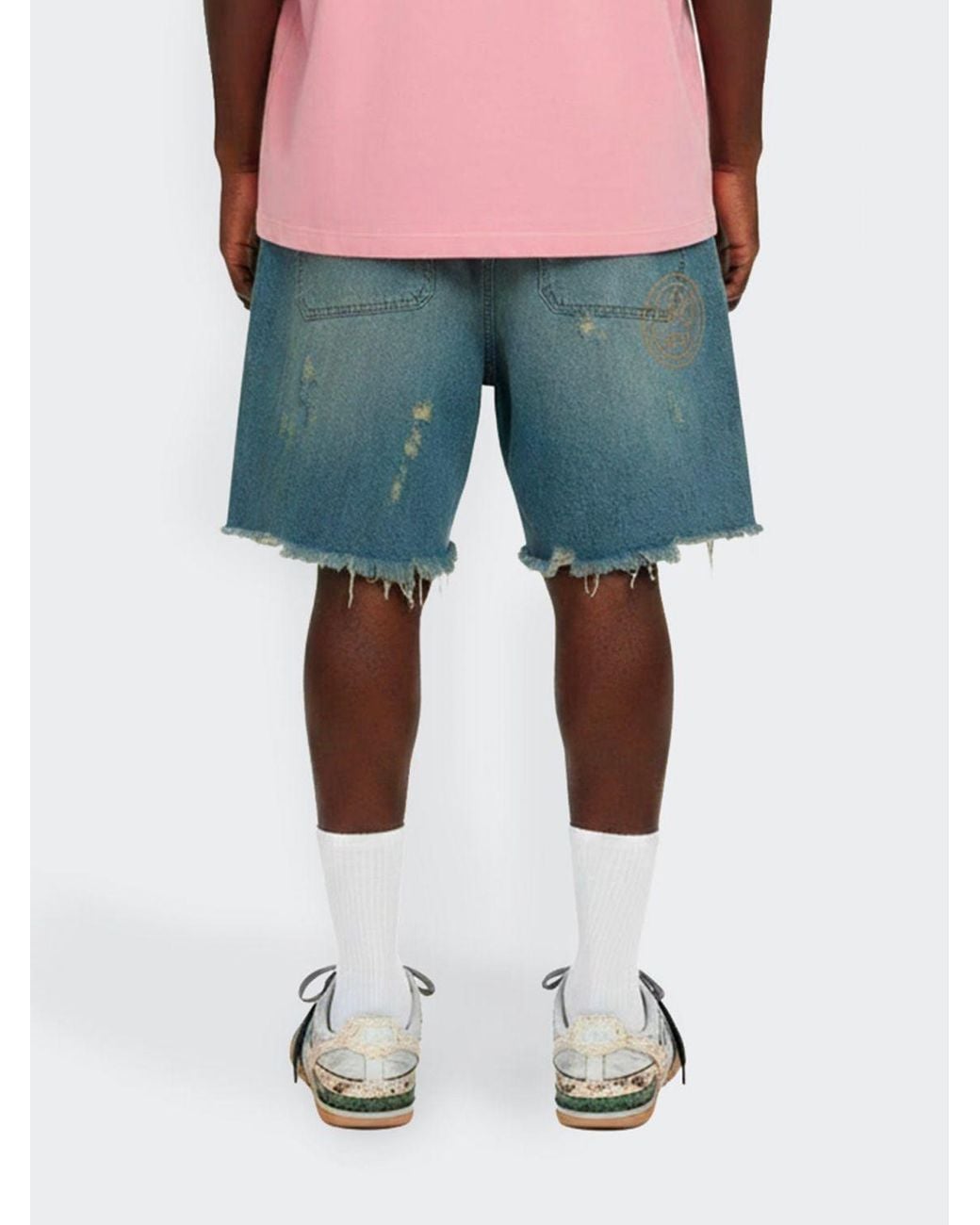Barrow Green Distressed Shorts for men
