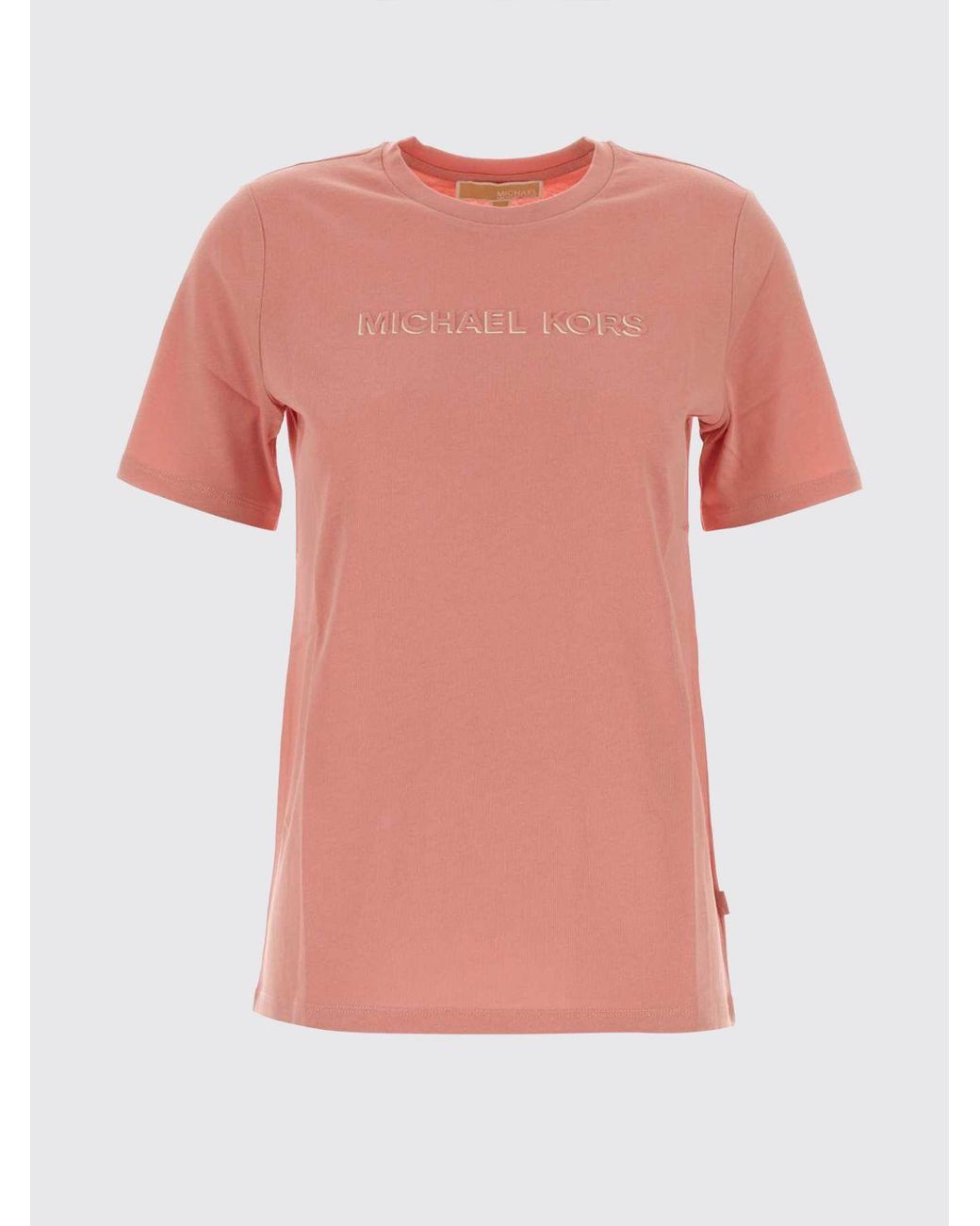 Michael Kors Pink Cotton Crewneck T-Shirt With Contrasting Front Logo