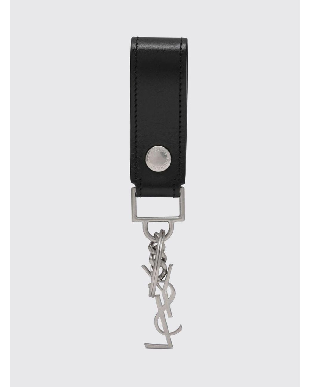 Saint Laurent Black Ysl Leather Keyring for men