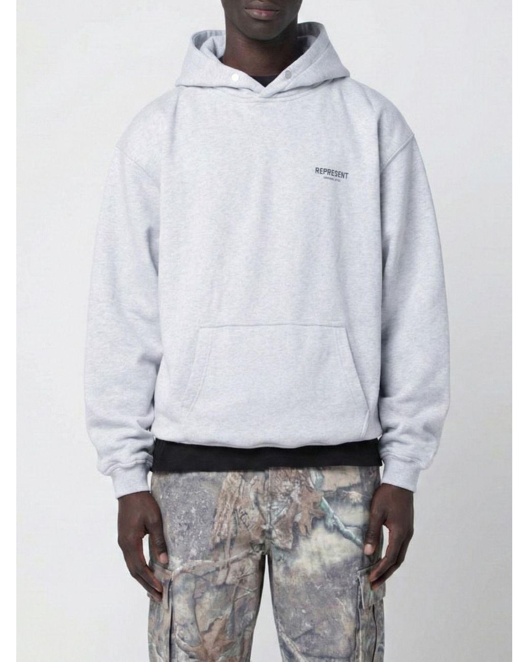 Represent Gray Cotton Hoodie for men