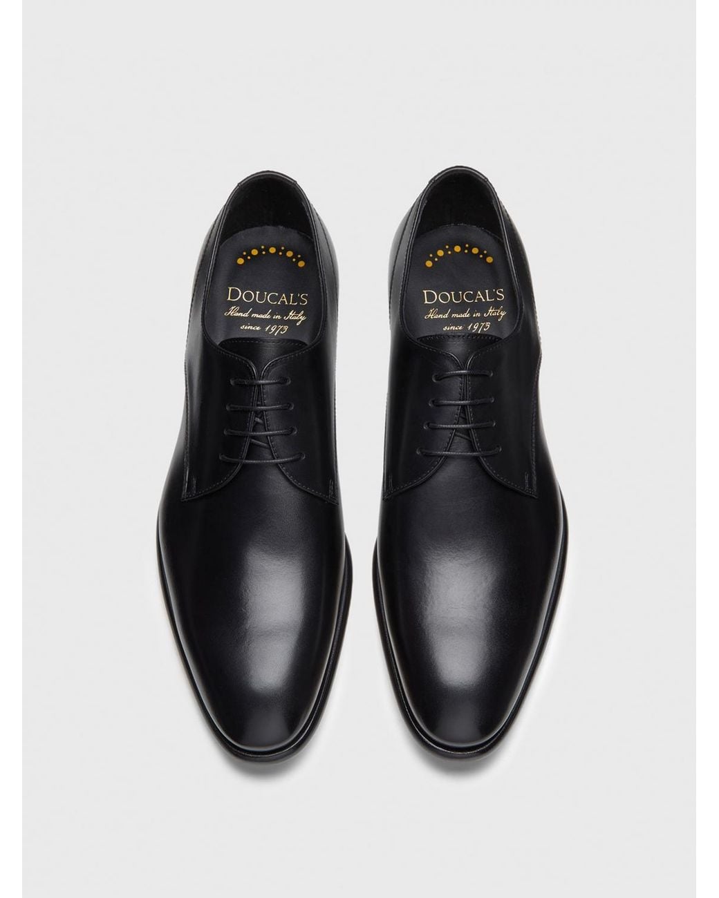 Doucal's Black Leather Derby Shoes for men
