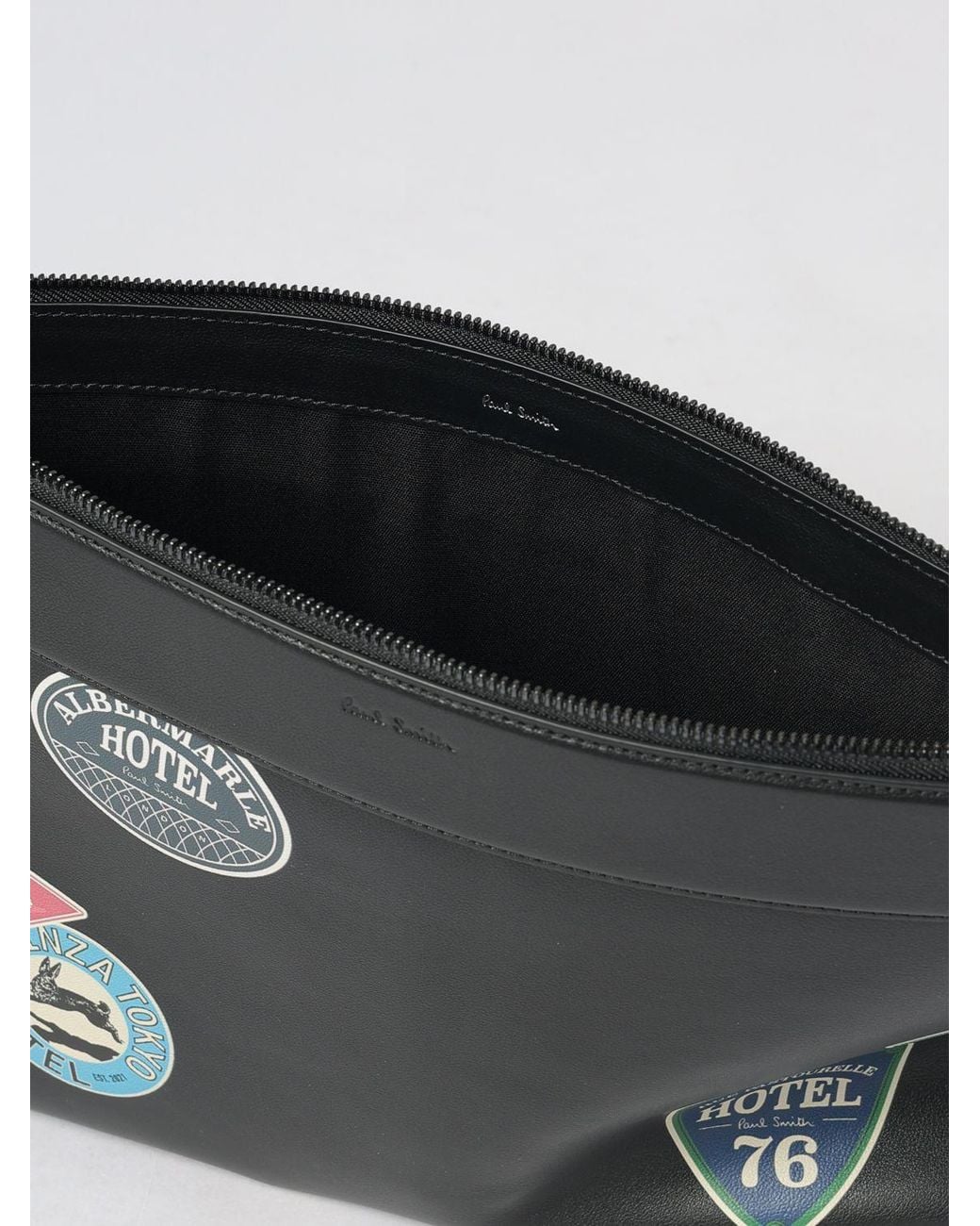 Paul Smith Gray Calf Leather Document Holder With Graphic Print And Zip for men