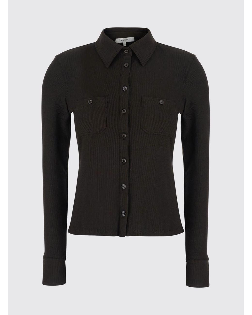 FRAME Black Polo-Style Slim Fit Long-Sleeved Cardigan