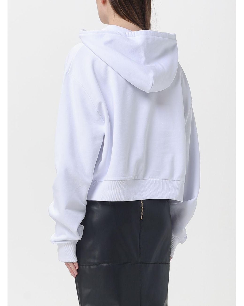 Just Cavalli White Cotton Hoodie With Logo