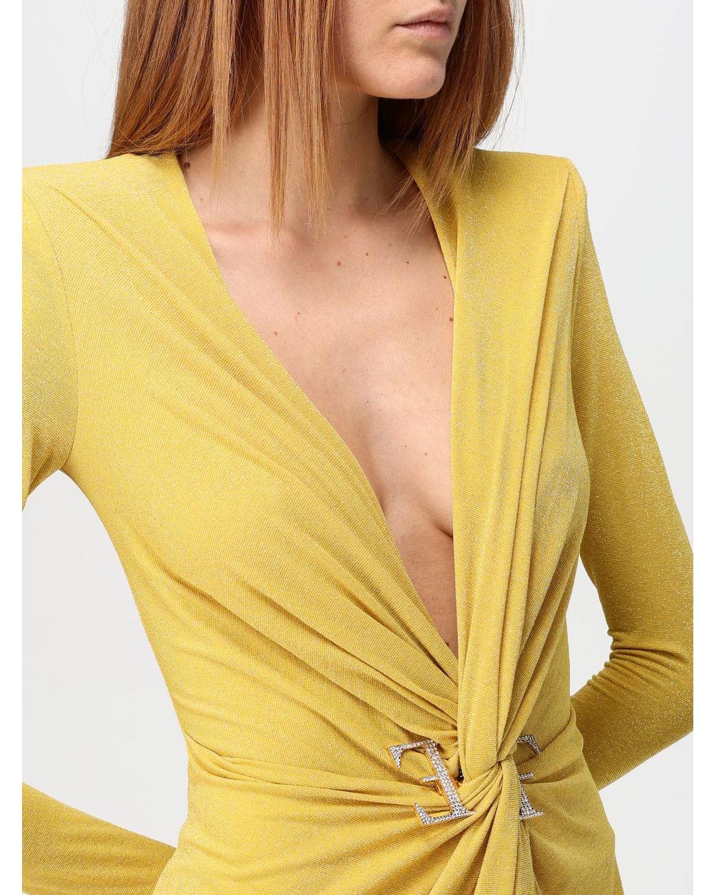 Elisabetta Franchi Dress in Yellow | Lyst
