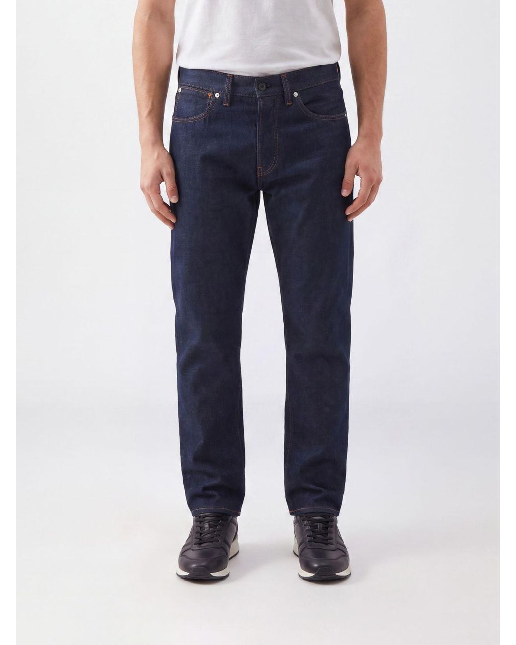 Stone Island Blue Regular Fit Cotton Denim Jeans With Rear Compass Logo for men