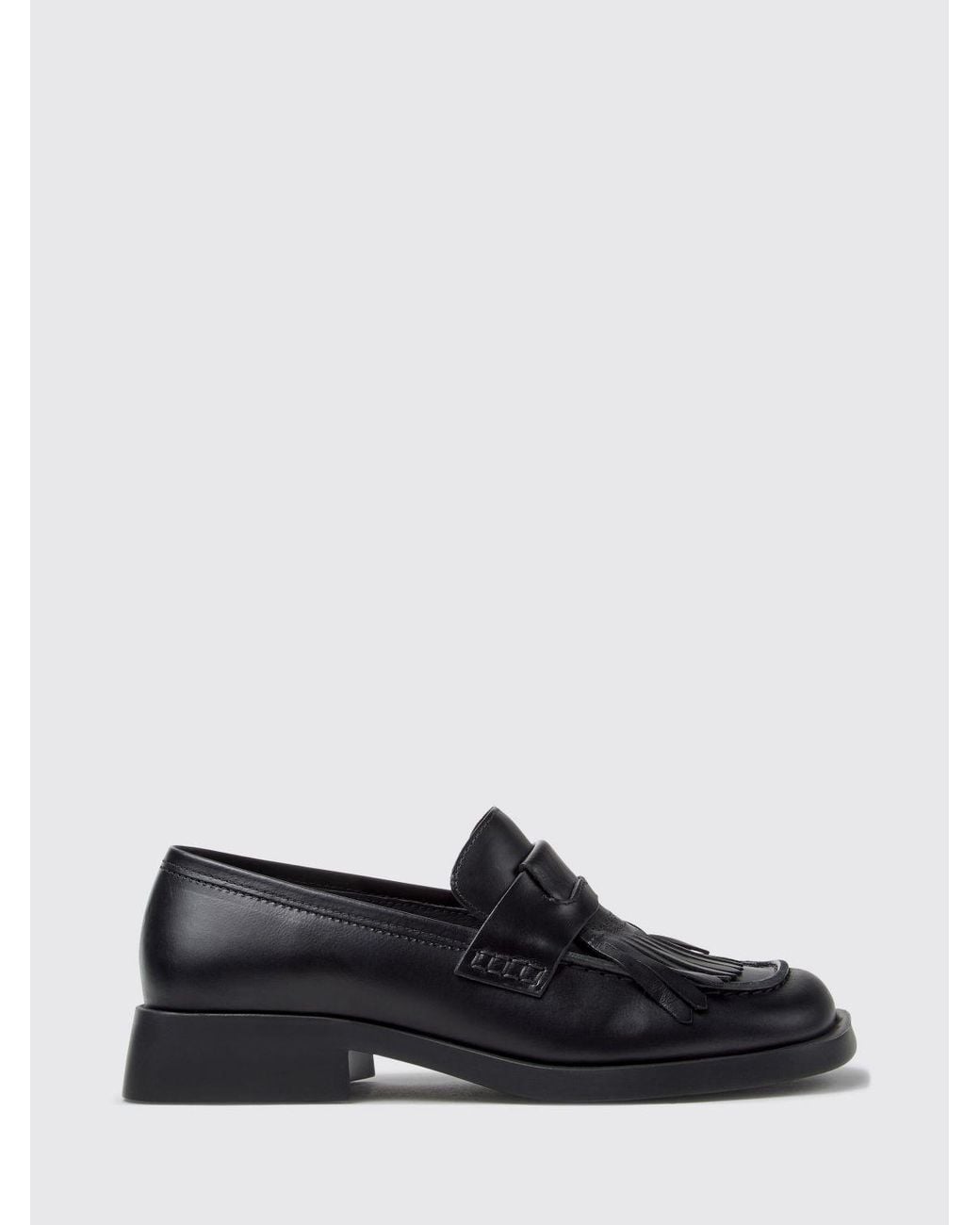 Camper White Twins Smooth Leather Penny Loafers With Fringes And Xl Extralight Sole
