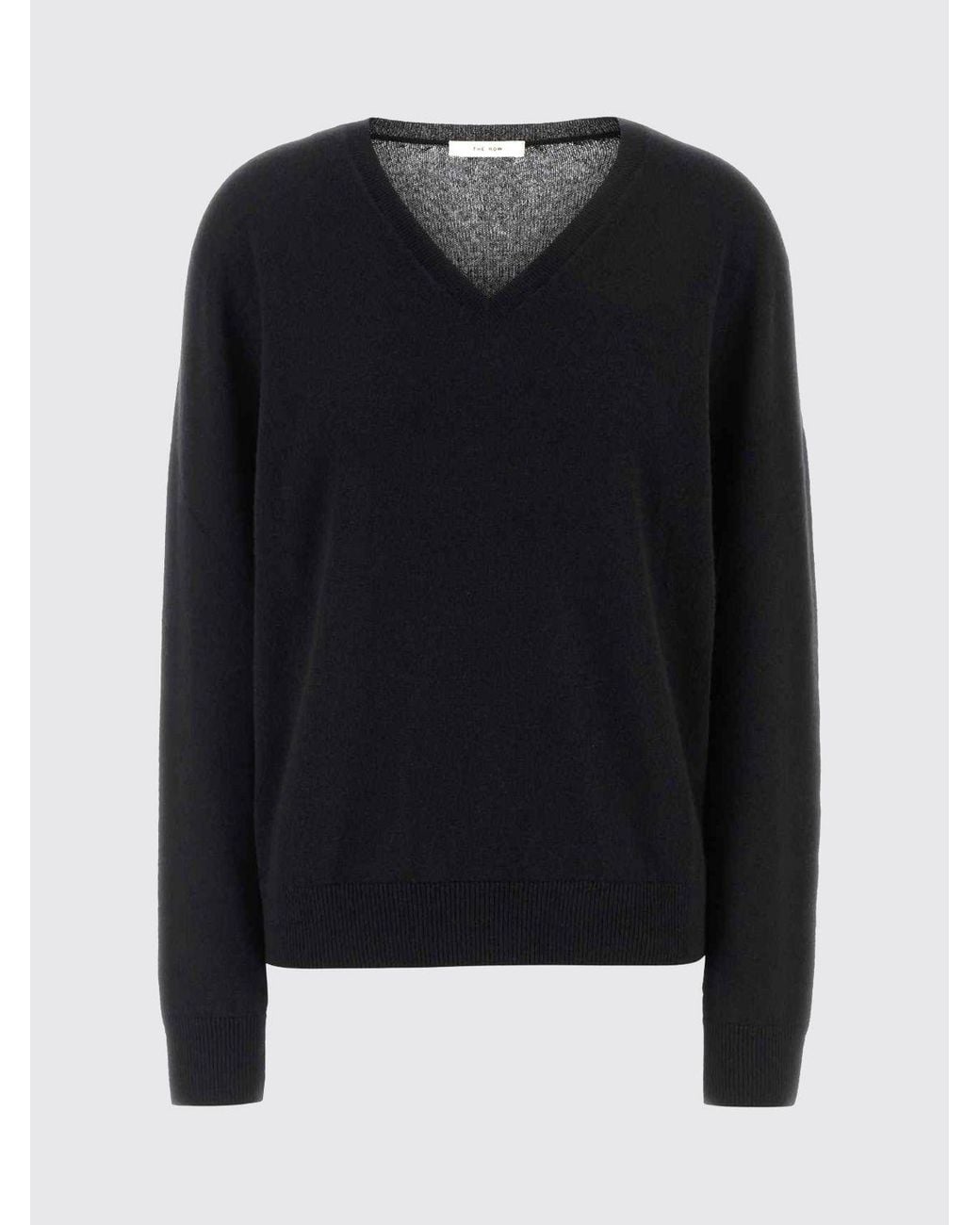The Row Blue V-Neck Pure Cashmere Jumper With Long Sleeves
