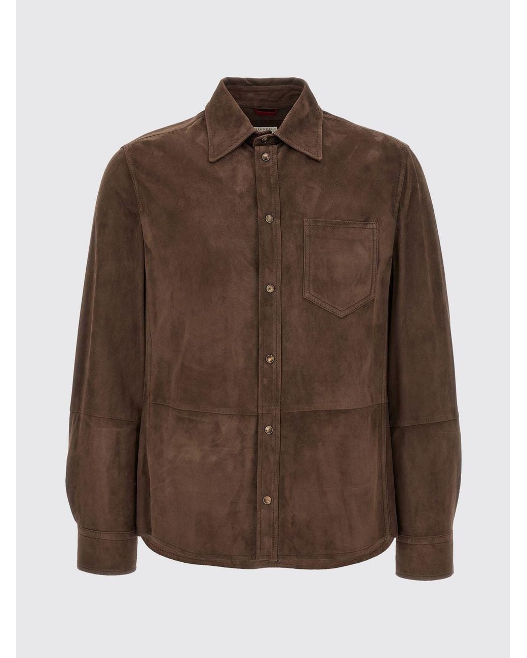 Brunello Cucinelli Brown Suede Shirt for men