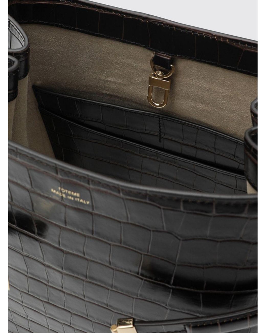 Totême Black Croc-Effect Leather Bucket Bag With Hook Closure