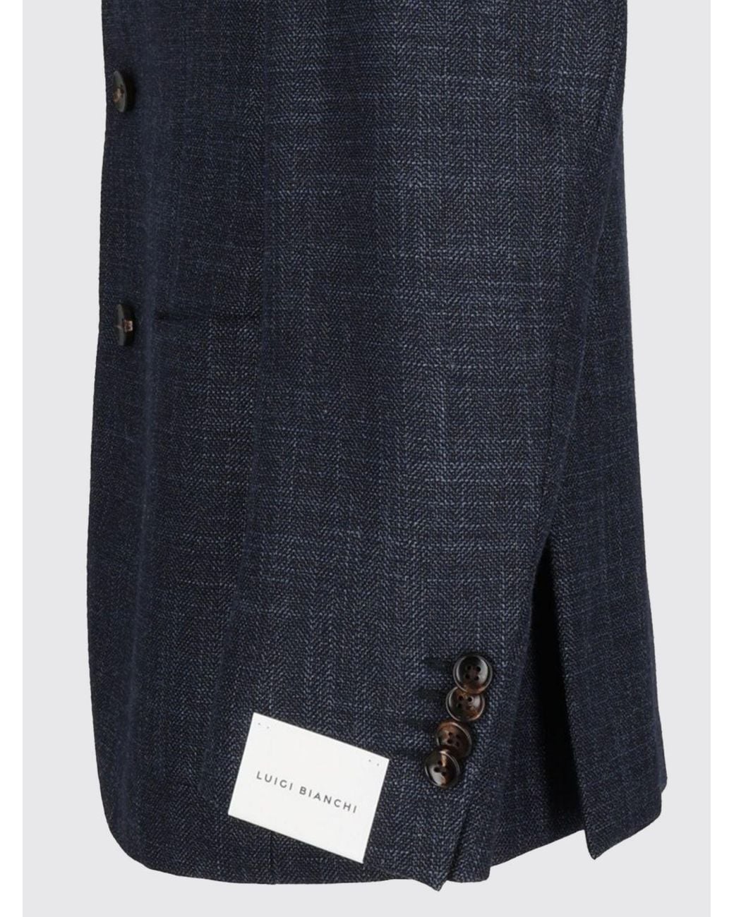 Luigi Bianchi Blue Single-Breasted Virgin Wool And Silk Blazer With Lapels for men