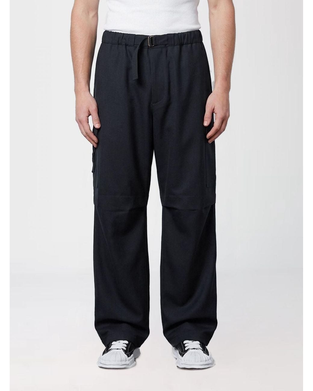 DARKPARK Black Wide-Leg Virgin Wool Trousers With Belt for men