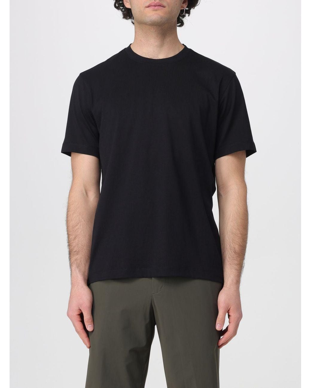 Zanone Black Basic Cotton And Silk T-Shirt for men