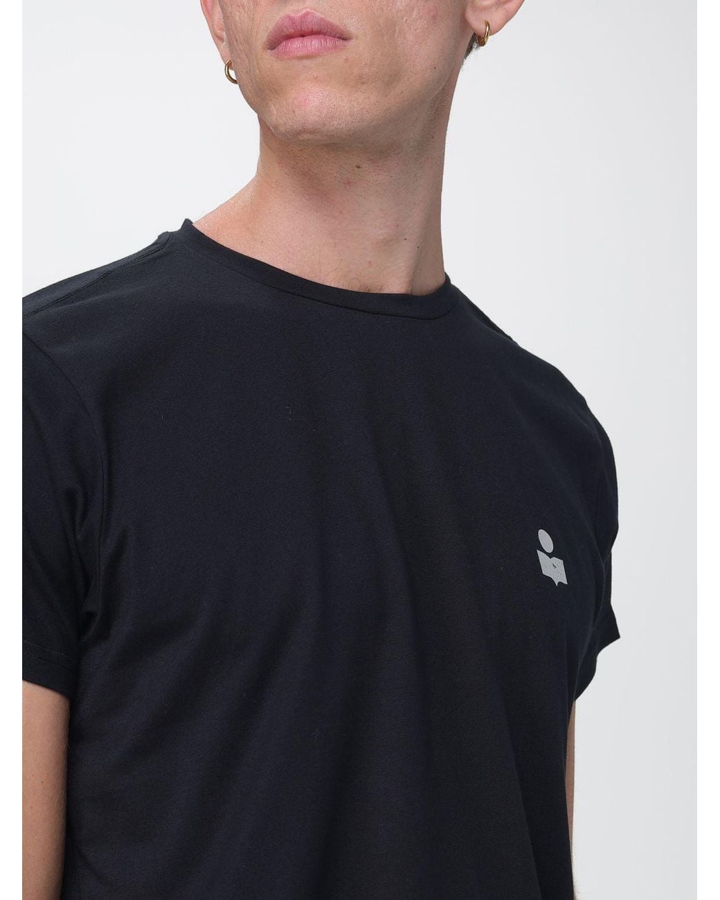 Isabel Marant Blue Slim Fit Cotton Crew-Neck T-Shirt With Contrast Logo for men