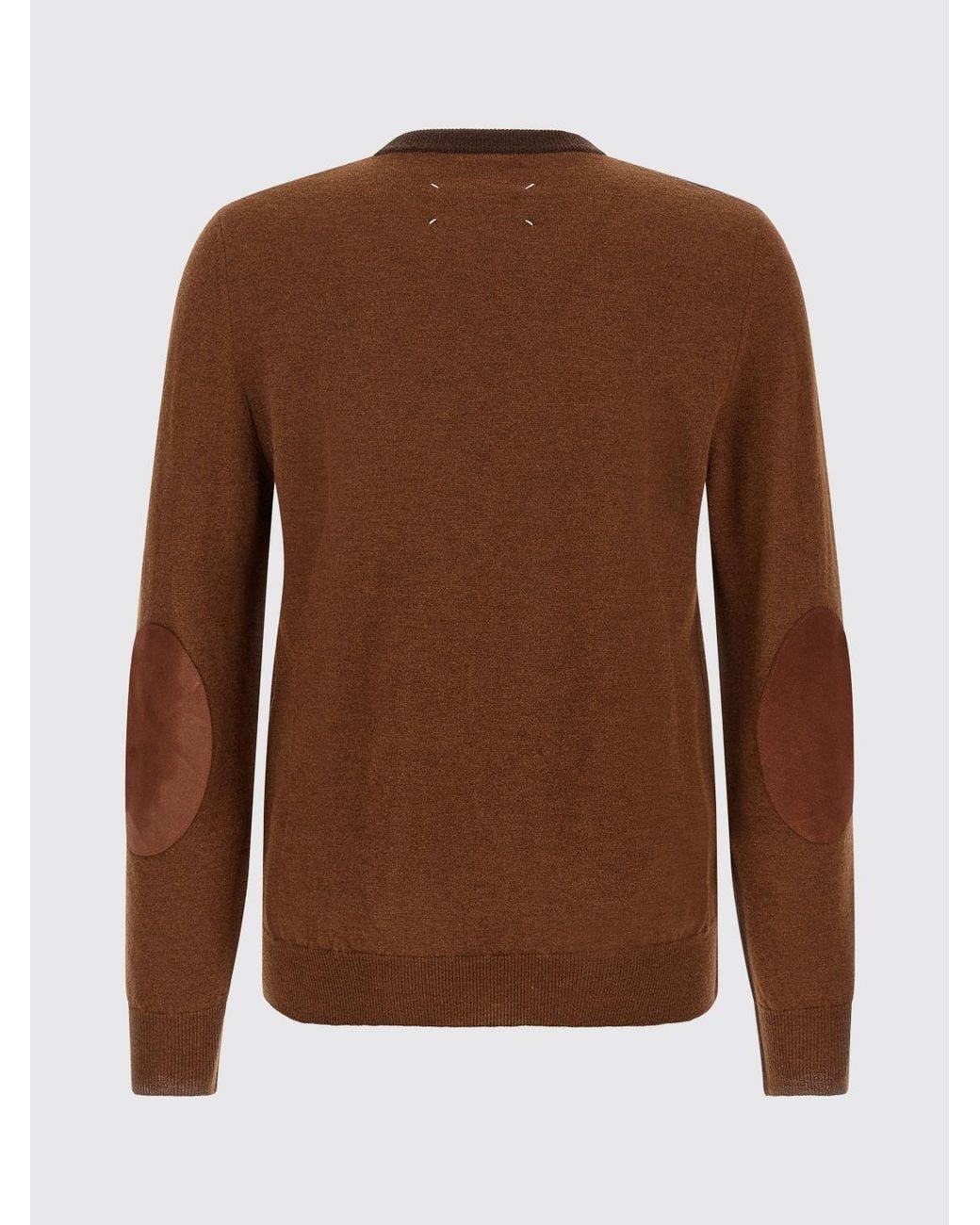 Maison Margiela Brown Slim Fit Pure Wool Crew Neck Sweater With Long Sleeves for men