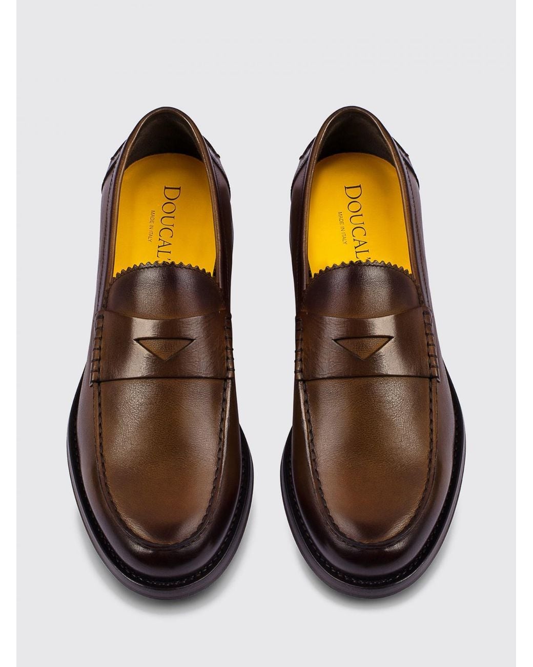 Doucal's White Smooth Calfskin Leather Penny Loafers With Classic Strap for men