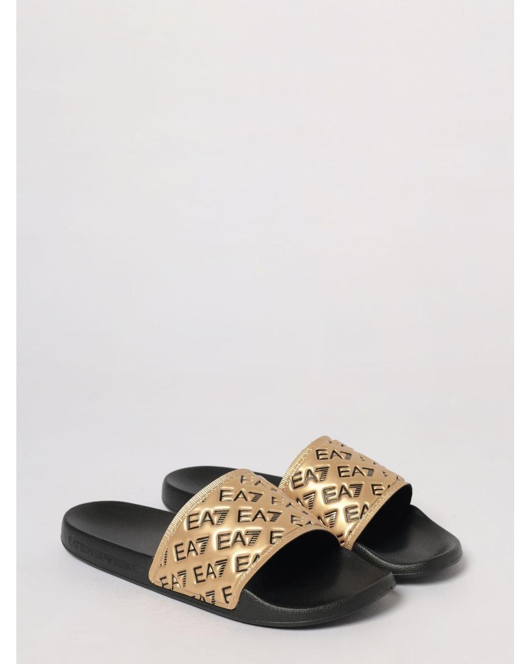 EA7 Metallic Rubber Sliders With Printed Logo for men