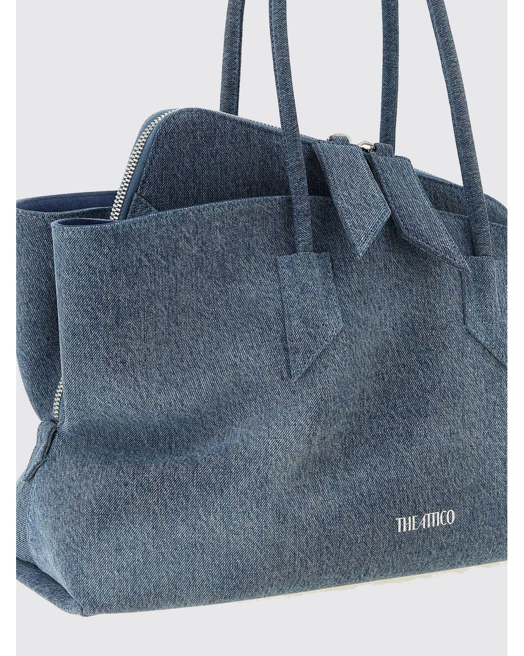 The Attico Blue La Passeggiata Asymmetrical Cotton Shoulder Bag