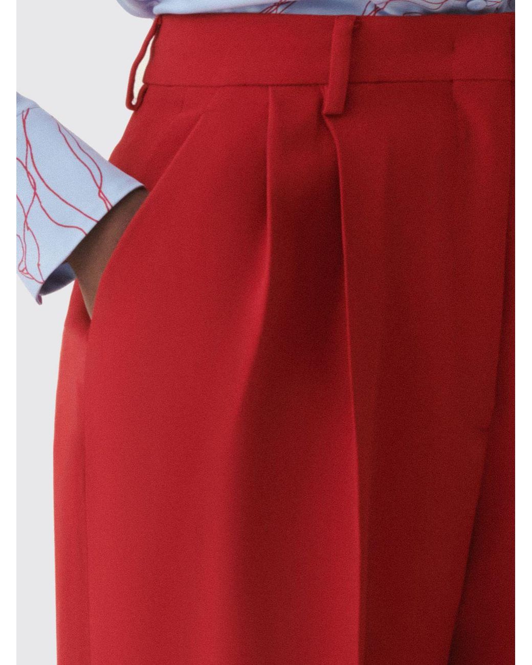 Fabiana Filippi Red High-Waisted Sartorial Crêpe Wide-Leg Trousers