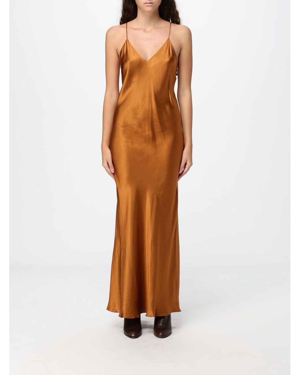 Isabel Marant Brown Nevana V-Neck Long Viscose Slip Dress