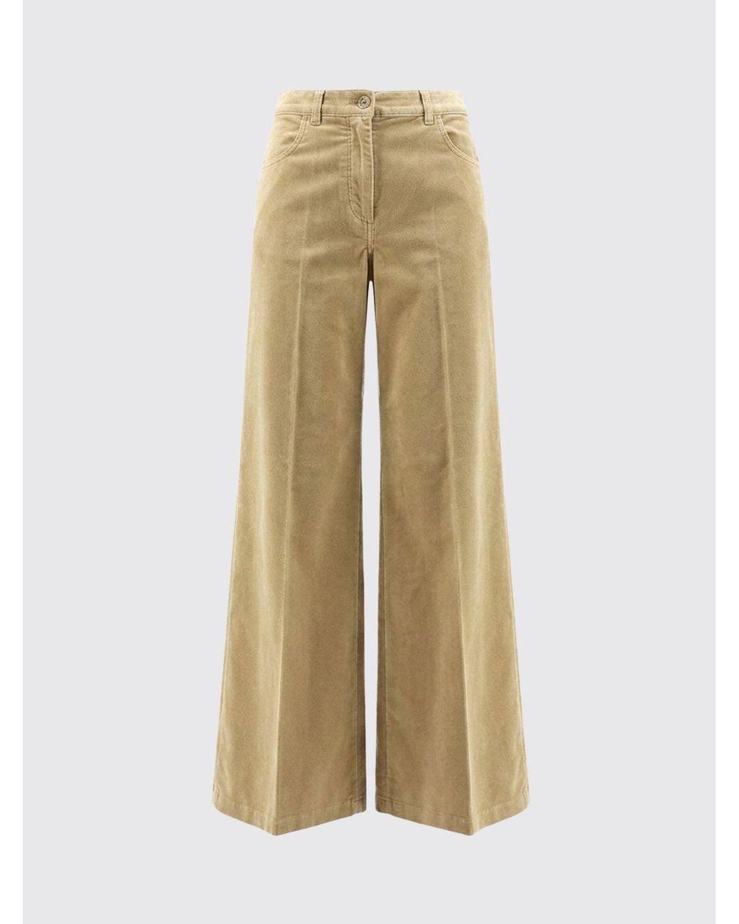 Aspesi Natural High-Waisted Wide-Leg Cotton Corduroy Trousers