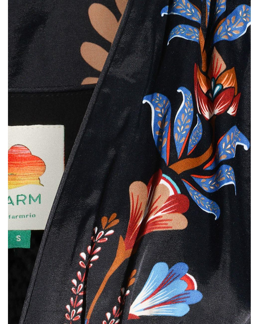 Farm Rio Blue Energy Floral Print Viscose Midi Sheath Dress With V-Neck