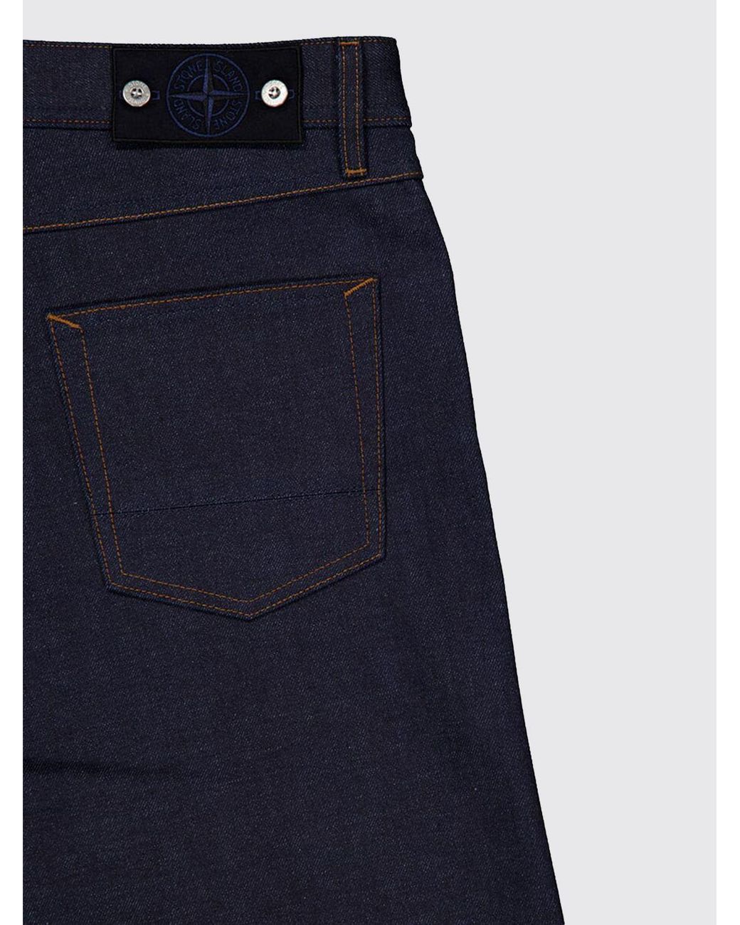 Stone Island Blue Regular Fit 5-Pocket Denim Jeans With Compass Logo for men