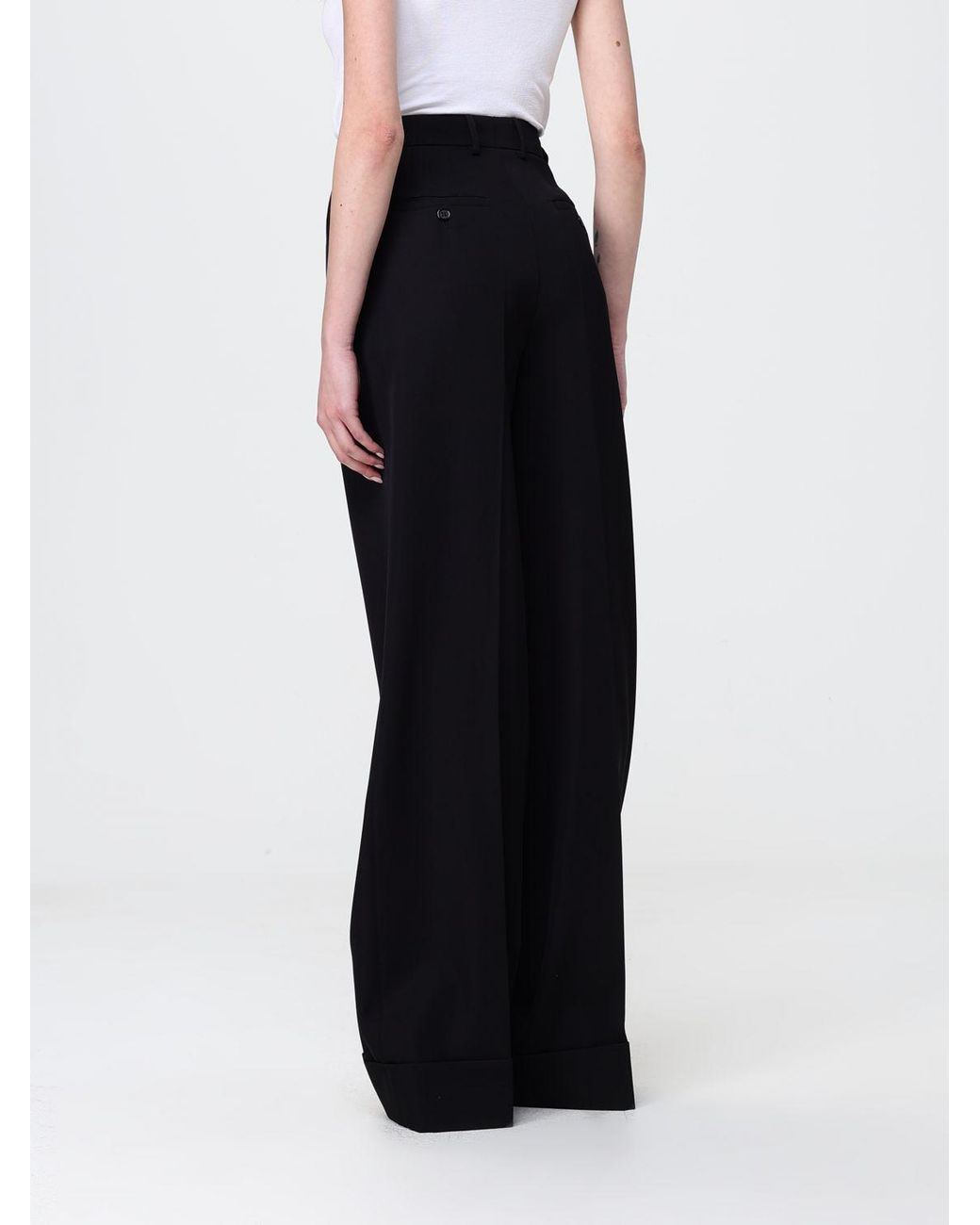 Dolce & Gabbana Black Dolce &Amp Gabbana Wide Leg Virgin Wool Trousers