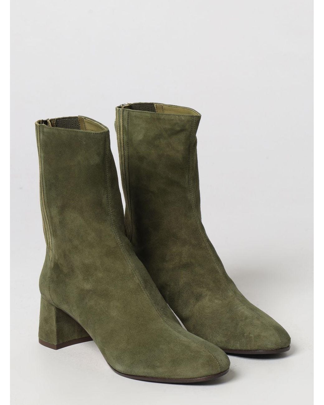 Aquazzura Green Saint Honorè Suede Ankle Boots With A Mid Heel