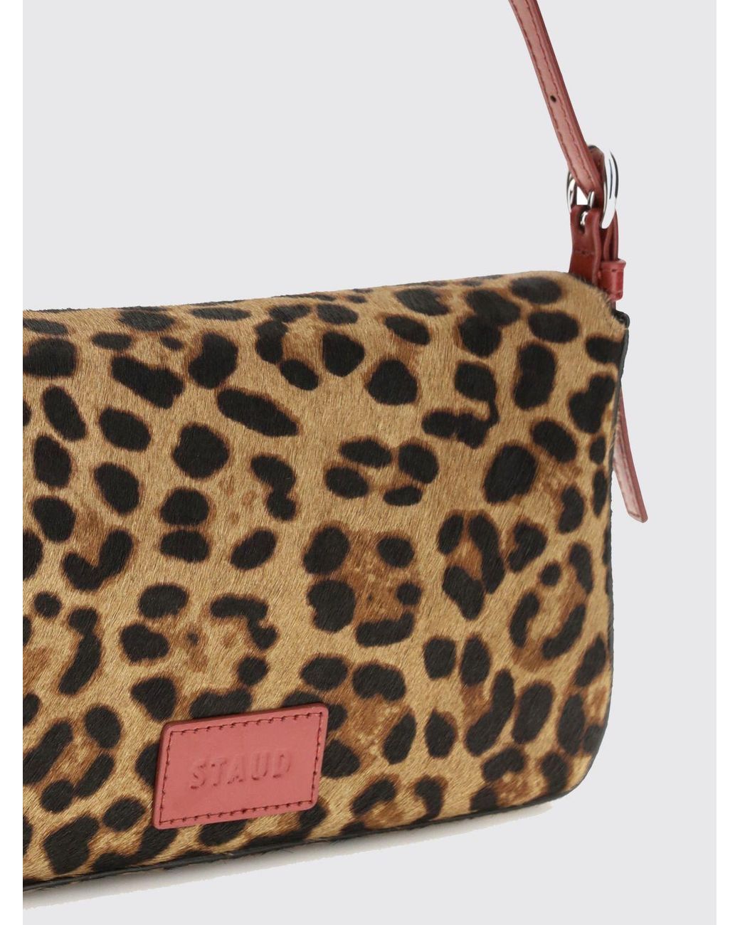 Staud Metallic Harlow Animal Print Pony Hair Shoulder Bag With Adjustable Handle