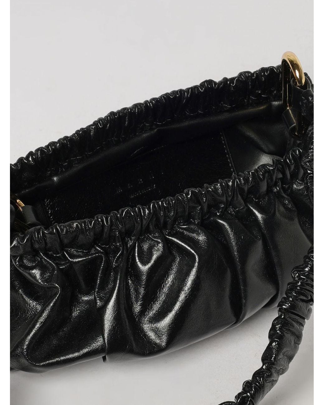 Marni Black Ruched Calfskin Leather Shoulder Bag