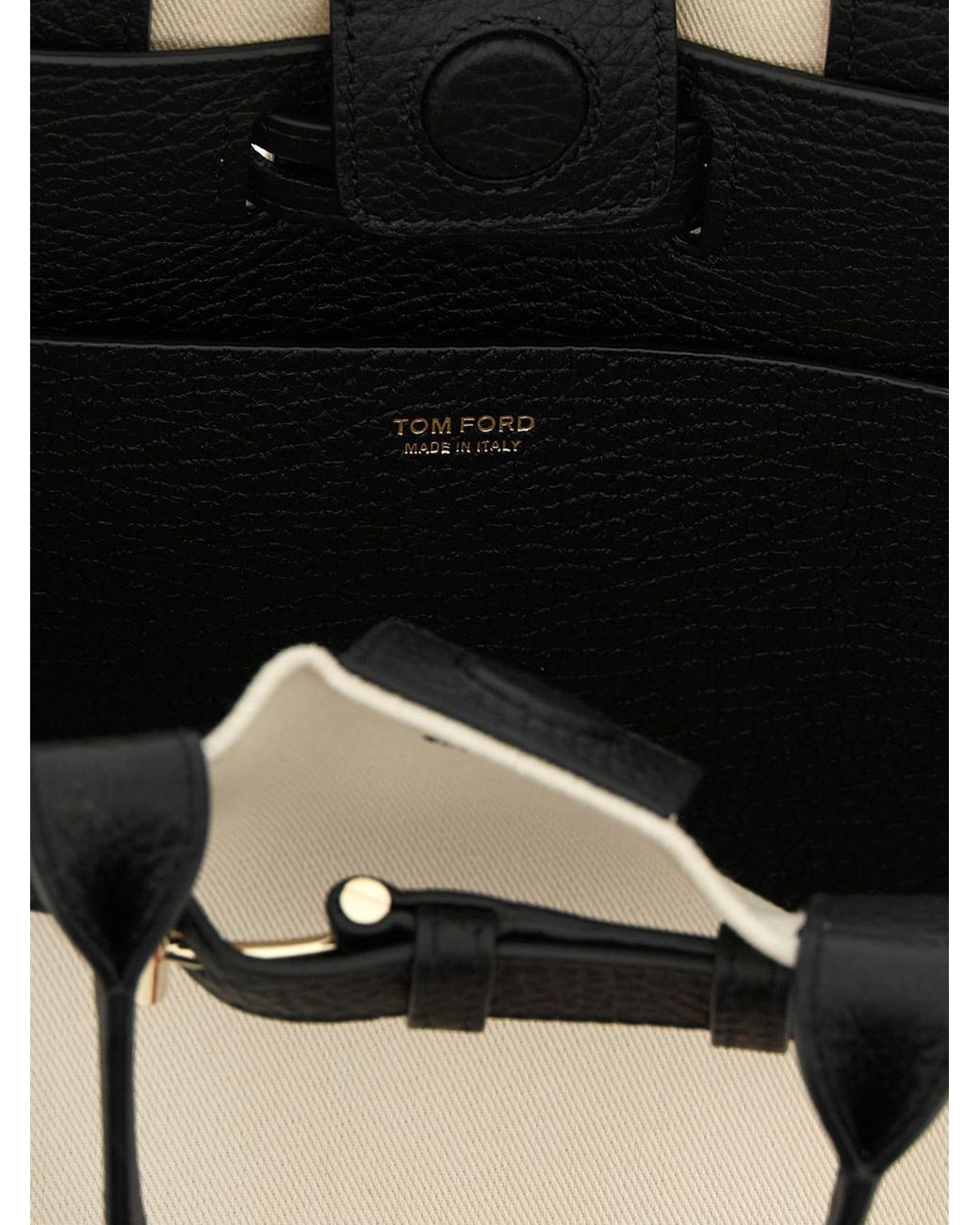 Tom Ford Natural Audrey Cotton Twill And Leather Bag