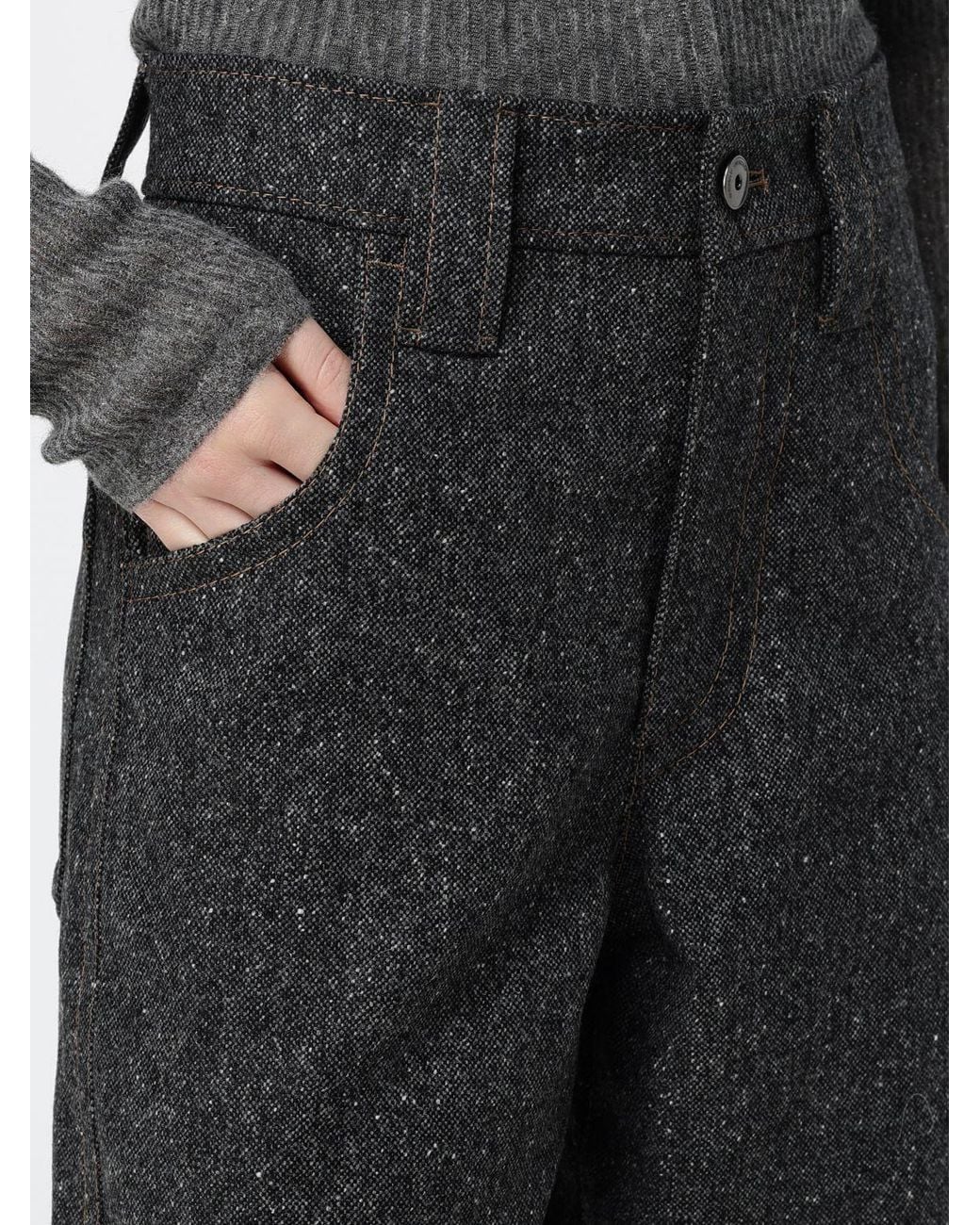 Brunello Cucinelli Black High-Waisted 5-Pocket Wool Blend Trousers