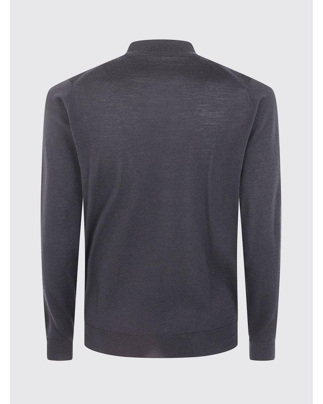 John Smedley Blue Mock Neck Jumper for men
