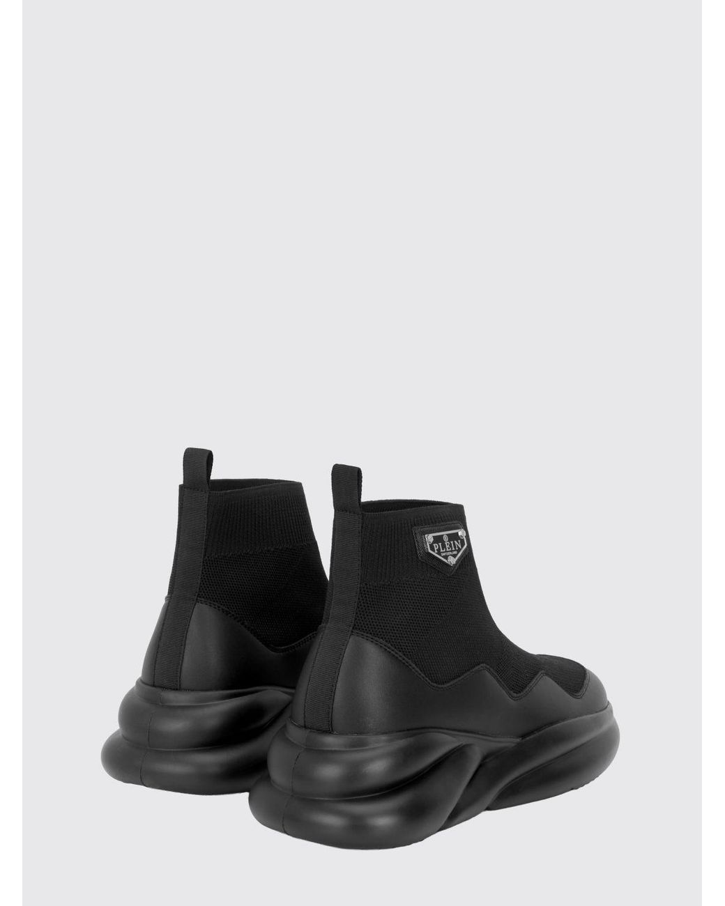 Philipp Plein Black High-Top Slip-On Knit Sneakers With Sock Ankle for men
