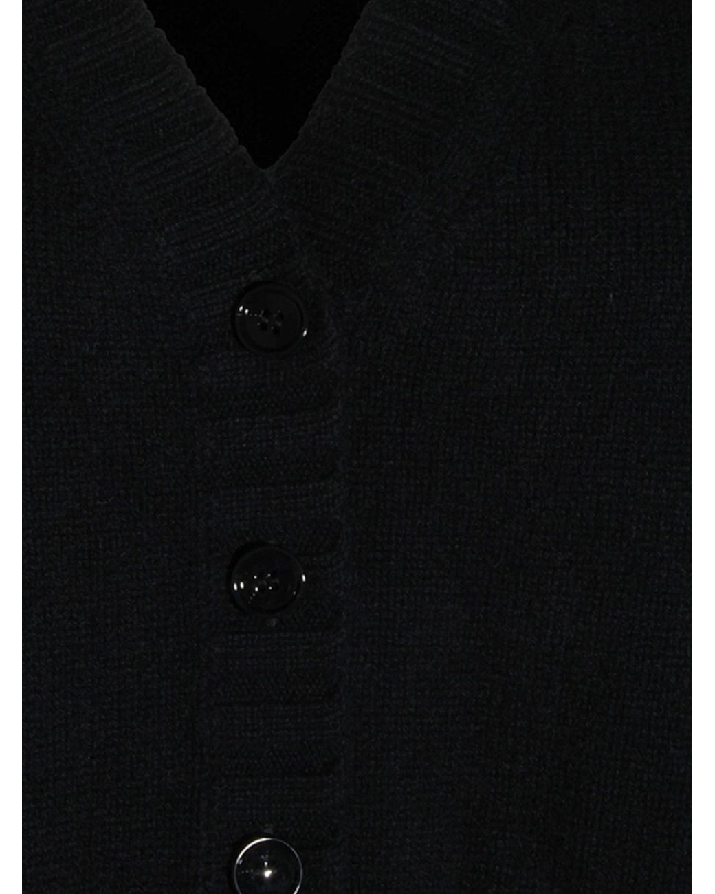 Allude Black V-Neck Cashmere Cardigan With Button Closure