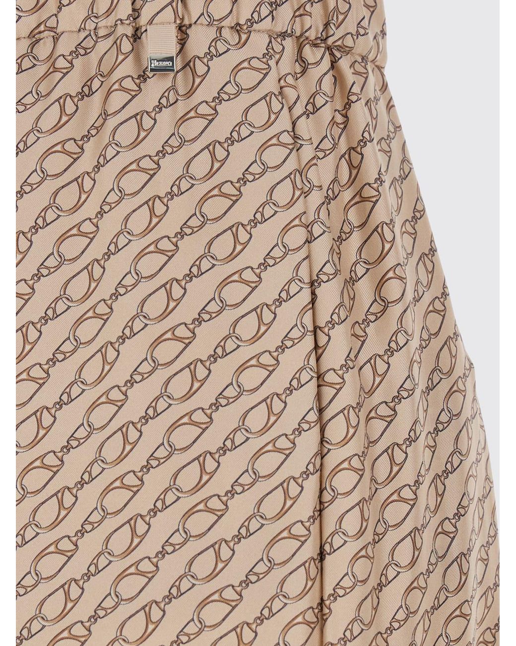 Herno Natural High-Waisted Graphic Print Silk Palazzo Trousers