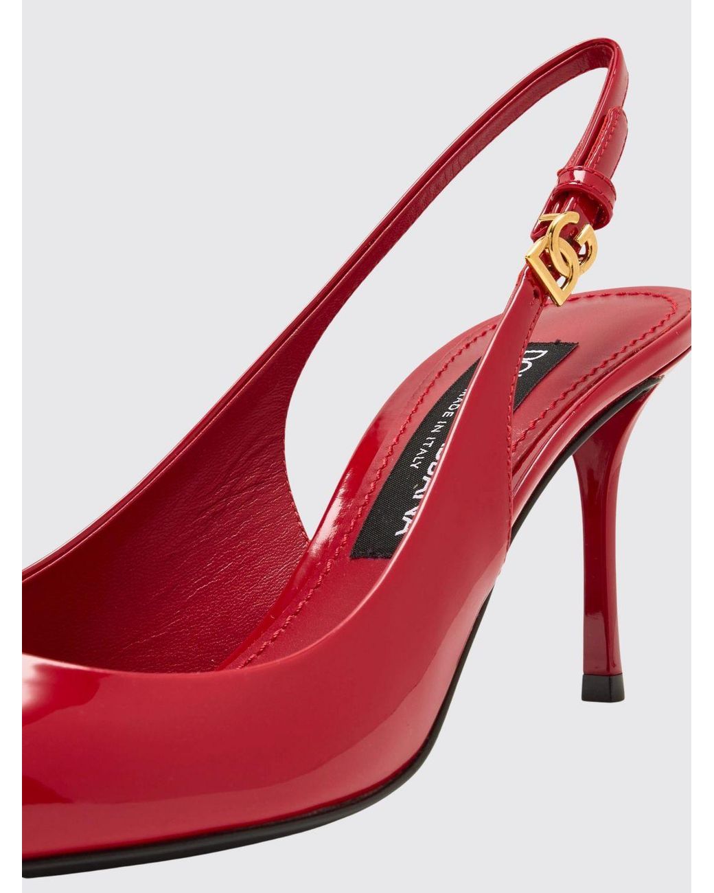 Dolce & Gabbana Red Dolce &Amp Gabbana Patent Leather Slingback Pumps With Dg Logo