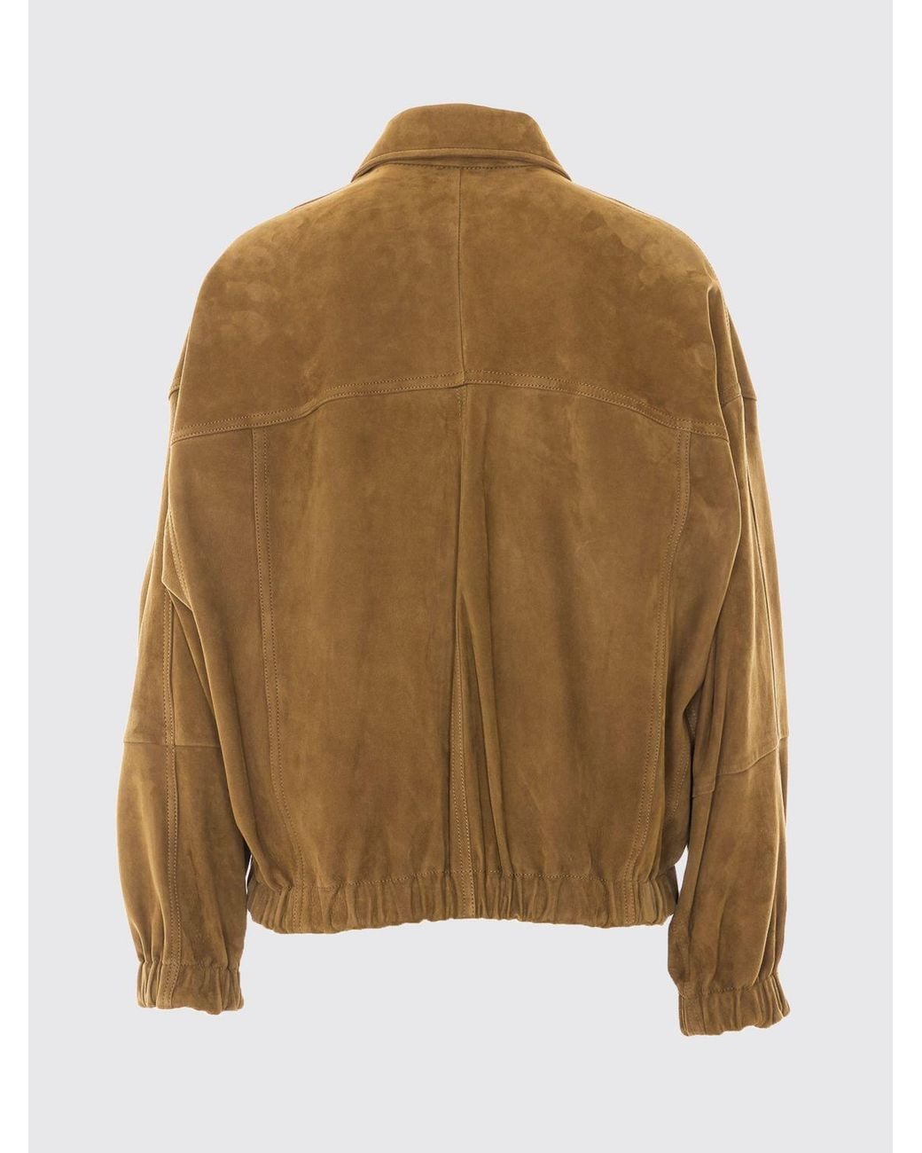 Brunello Cucinelli Blue Suede Bomber Jacket With Concealed Fastening