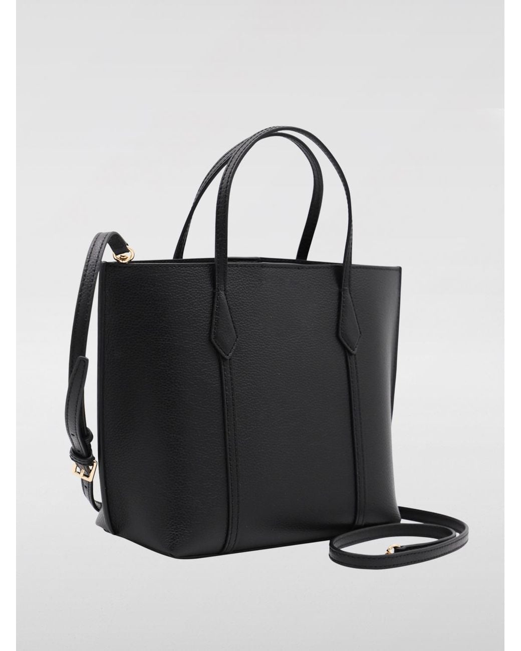 Tory Burch Black Perry Grain Leather Shopping Bag
