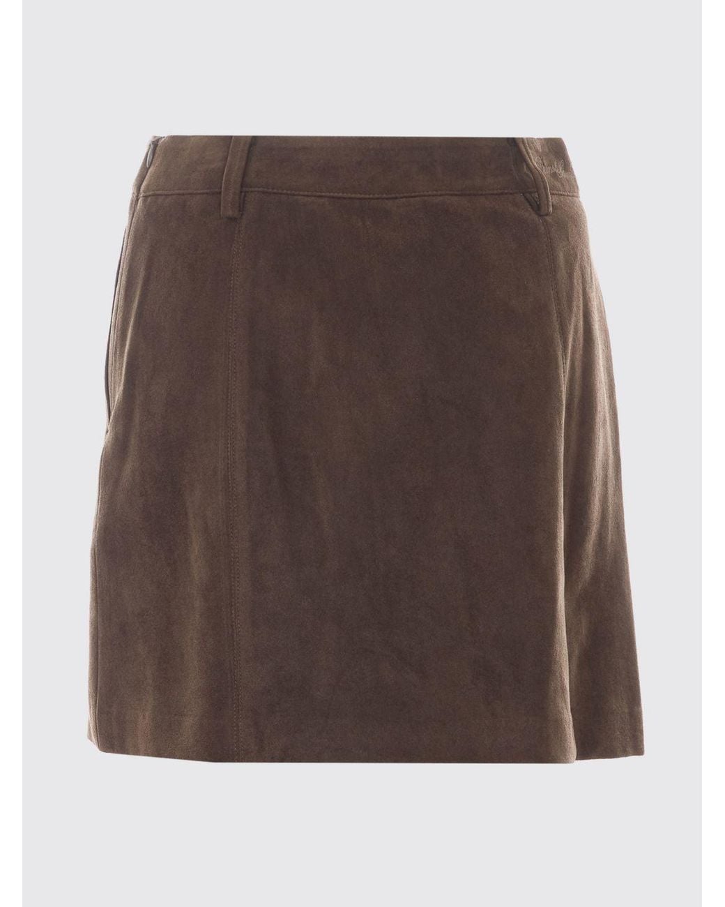 DUNST Brown High-Waisted Suede-Effect Technical Fabric Pencil Mini Skirt