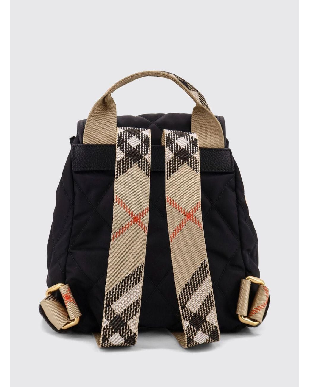 Burberry Black Quilted Nylon Backpack With Vintage Check Pattern And Ekd Logo