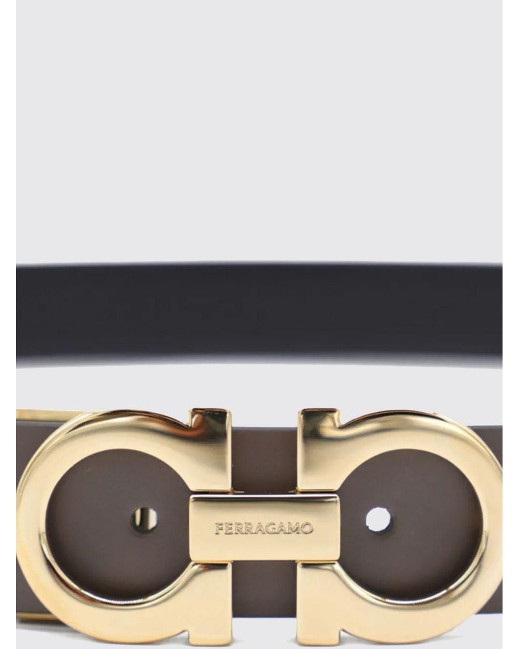 Ferragamo White 2.5 Cm Reversible Leather Belt With Gancini Buckle