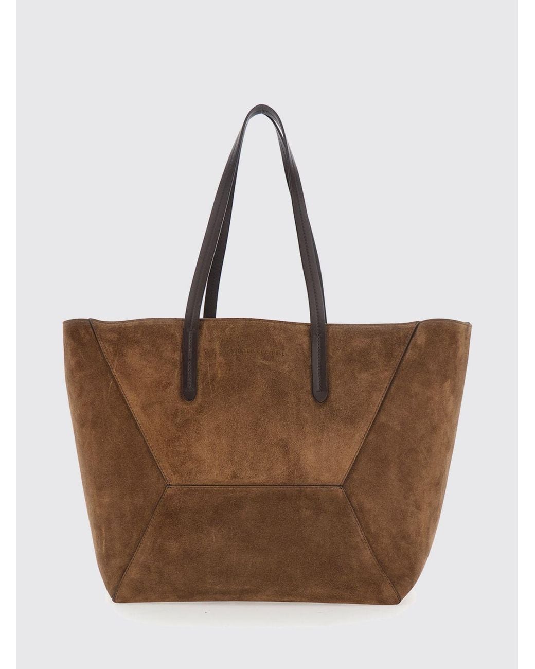Brunello Cucinelli Brown Bc Duo Suede Tote Bag With Monili Embellishment