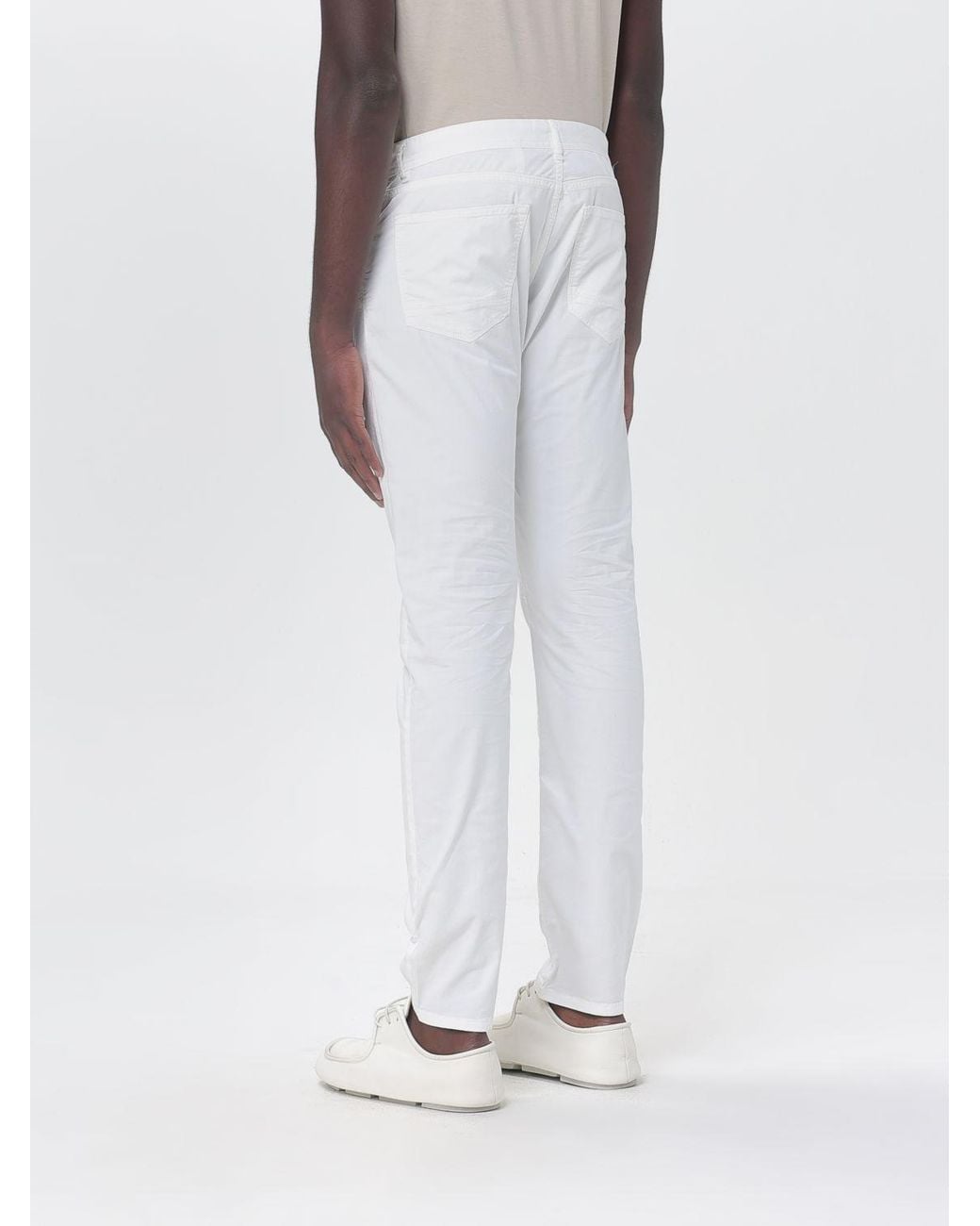 Brooksfield White Cotton Slim Fit Trousers for men