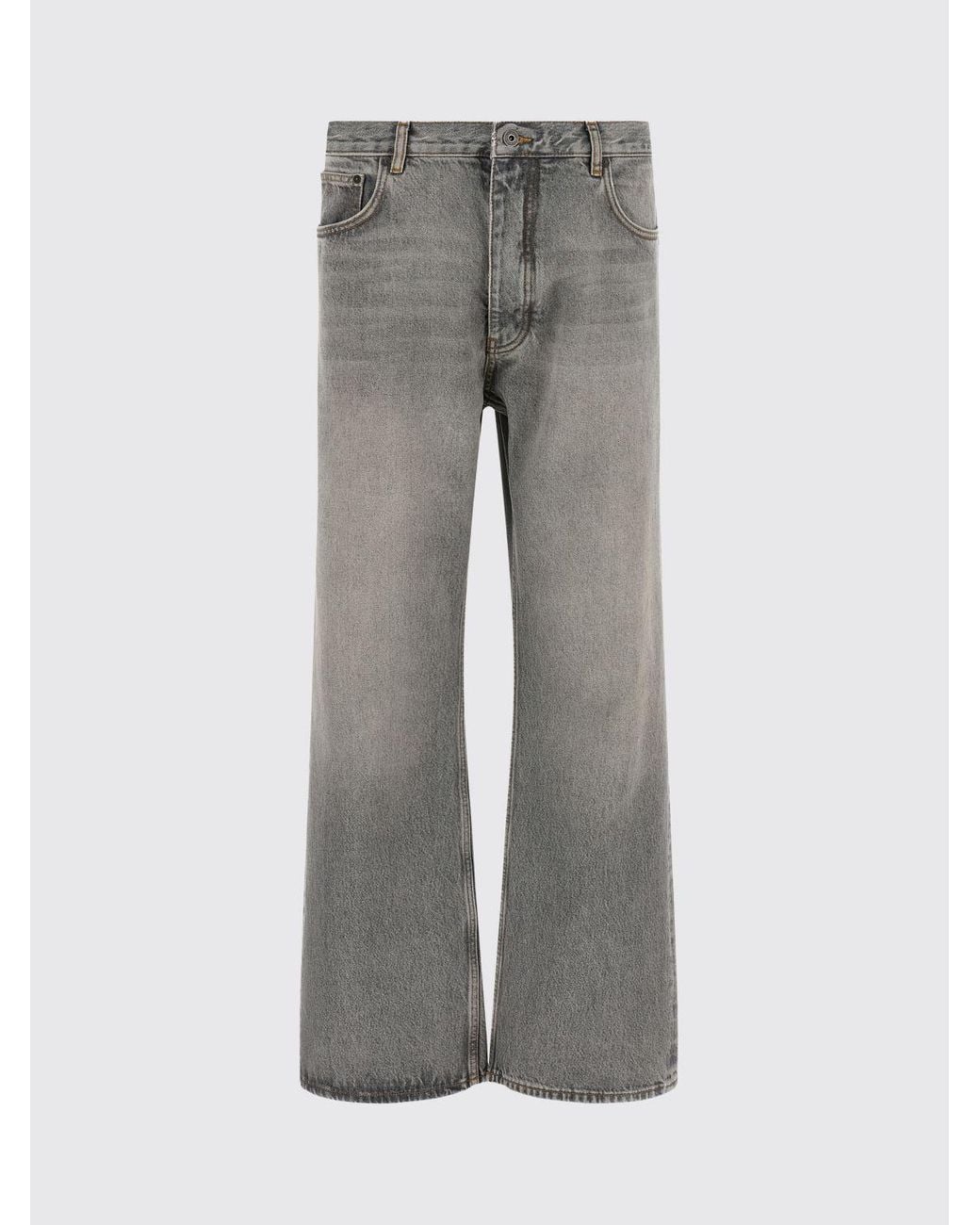 Off-White c/o Virgil Abloh Gray Striped Wide Leg Denim Jeans With Diagonals Logo for men