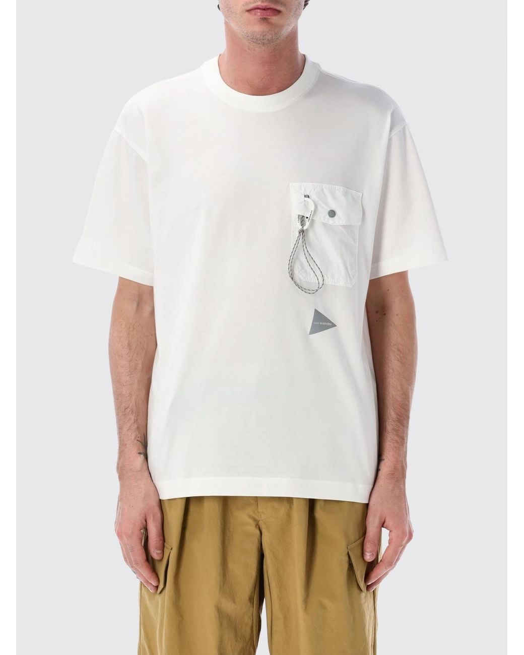 And Wander White Cotton Blend T-Shirt With Pocket for men