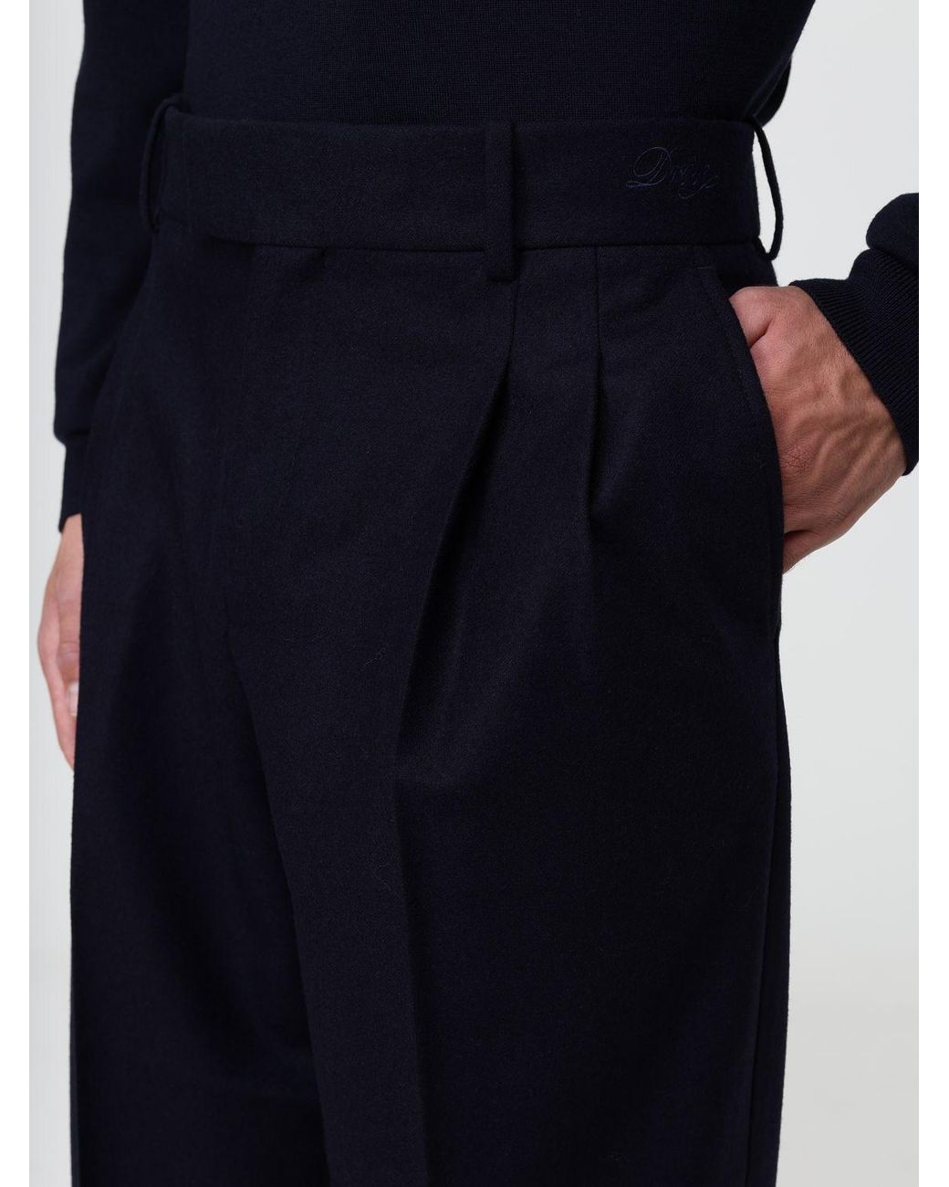 Drole de Monsieur Blue Pleated Tailored Trousers for men