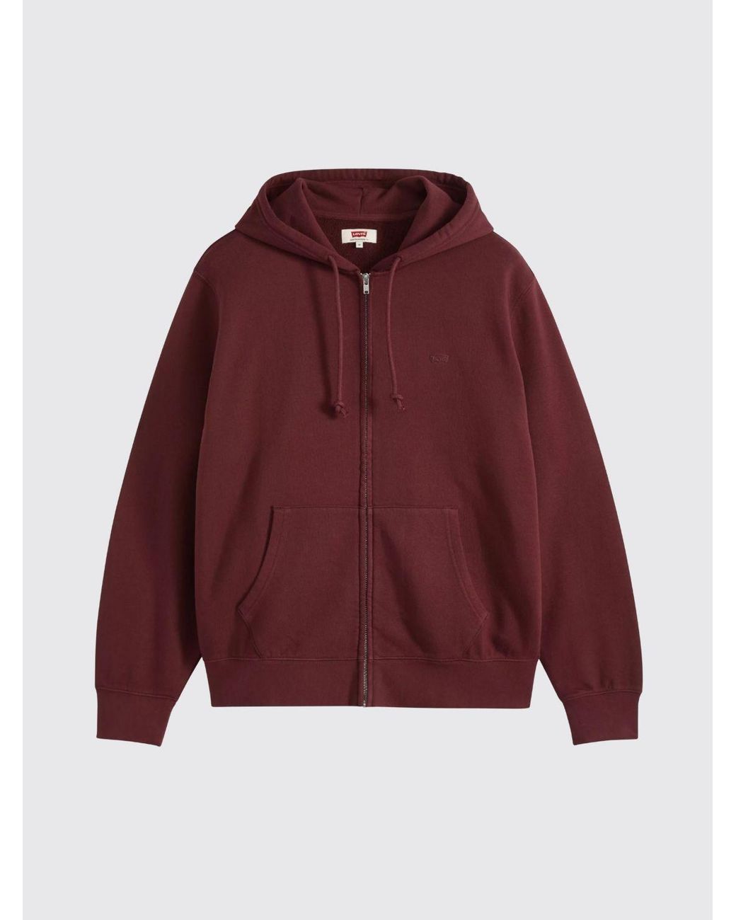 Levi's Red Cotton Zip-Up Hoodie With Contrast Logo for men
